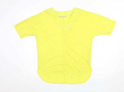 Womens UK Size 12 Gallery Yellow Basic T-Shirt