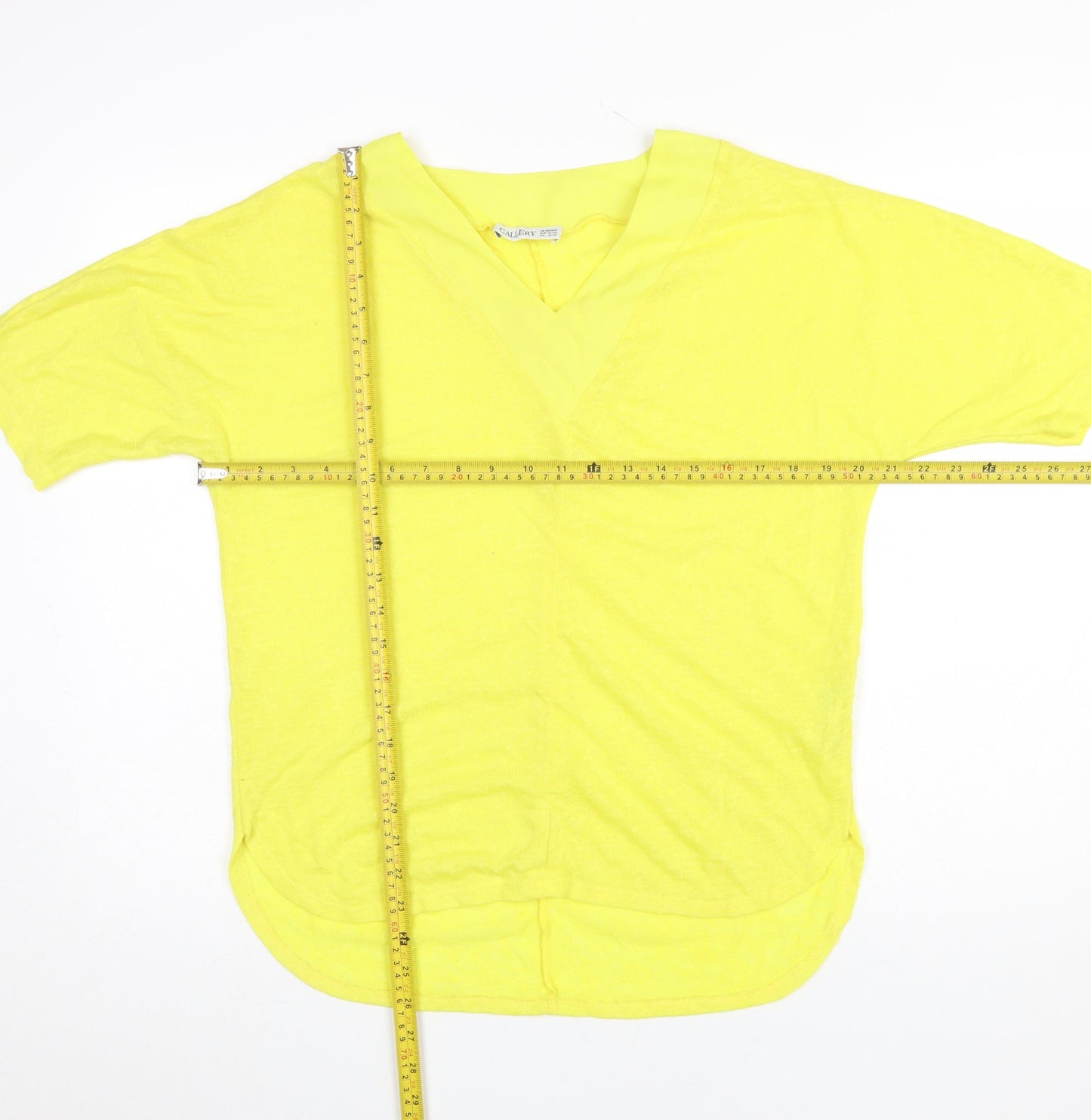 Womens UK Size 12 Gallery Yellow Basic T-Shirt