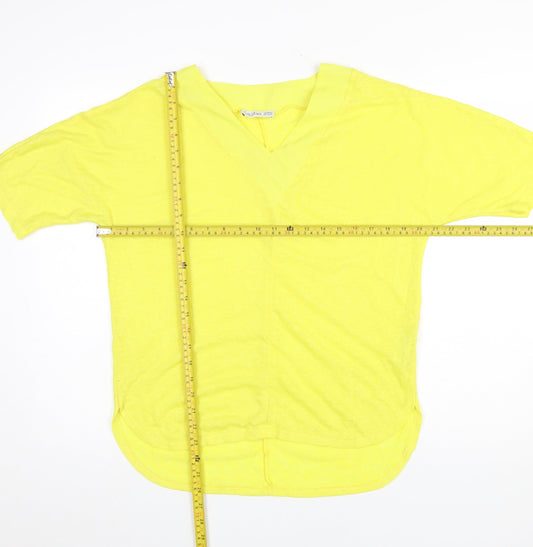 Womens UK Size 12 Gallery Yellow Basic T-Shirt