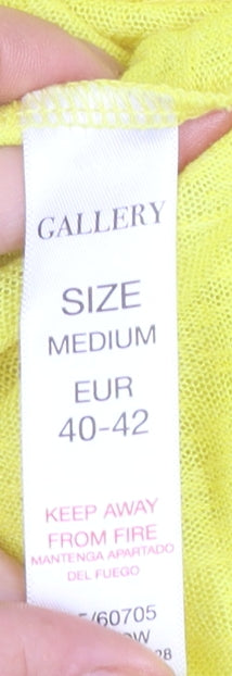 Womens UK Size 12 Gallery Yellow Basic T-Shirt