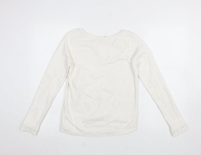H&M Girls White Santa Claws Dog Christmas Sweatshirt Size 14 Years