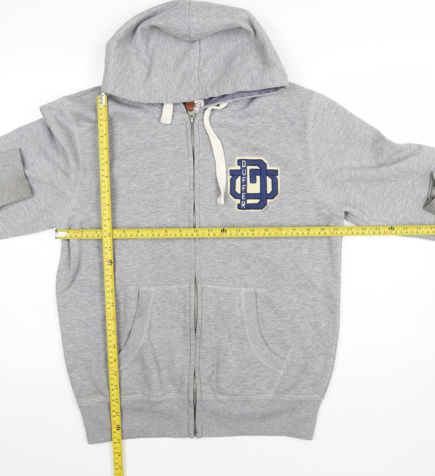 Mens UK Size M Duffer Grey Full Zip Hoodie
