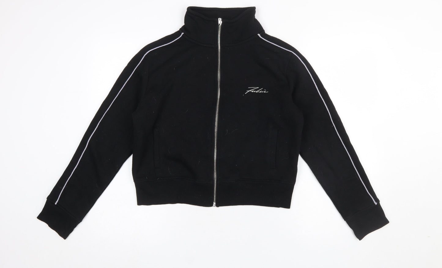Womens UK Size 12 Fabric Black Full Zip Sweatshirt
