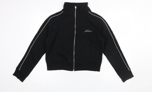 Womens UK Size 12 Fabric Black Full Zip Sweatshirt