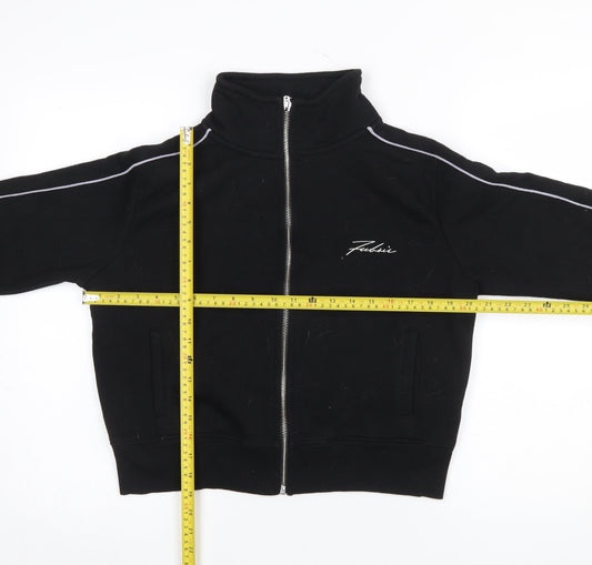 Womens UK Size 12 Fabric Black Full Zip Sweatshirt