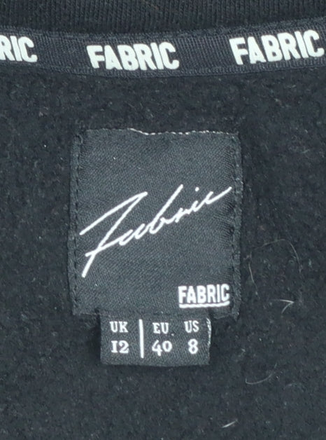 Womens UK Size 12 Fabric Black Full Zip Sweatshirt