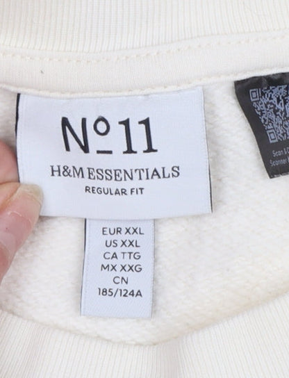 Mens UK Size 2XL H&M Ivory Pullover Sweatshirt