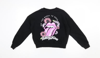 The Rolling Stones Girls Black Pullover Sweatshirt 10-11 Years Graphic Rock Band