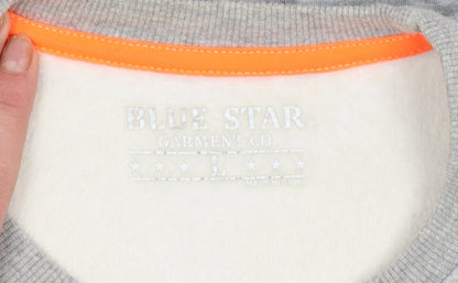 Mens UK Size L Blue Star Grey Pullover Sweatshirt