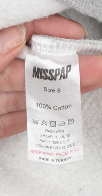 Womens UK Size 8 Misspap Grey Pullover Hoodie