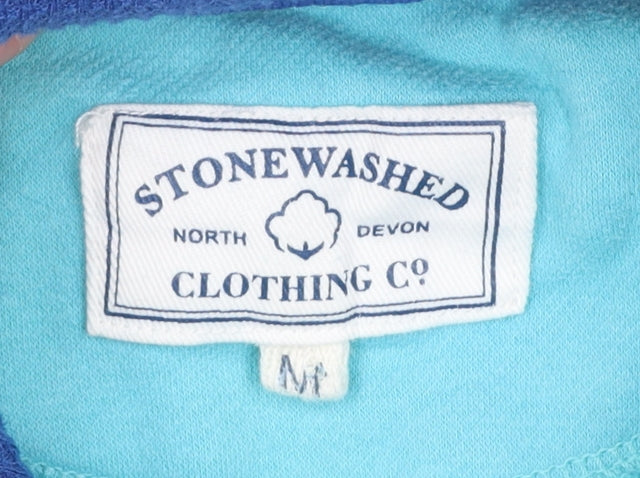 Mens UK Size M Stonewashed North Devon Clothing Co Blue Pullover Hoodie