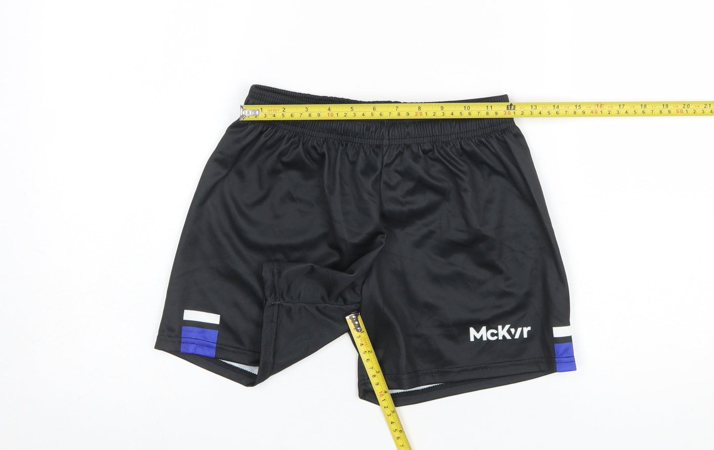 McKvr Boys Black Athletic Sports Shorts 28in Regular Fit Polyester
