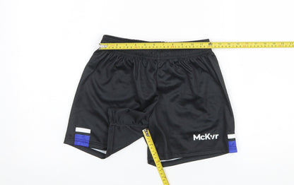 McKvr Boys Black Athletic Sports Shorts 28in Regular Fit Polyester
