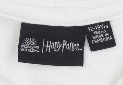 Primark Girls White Harry Potter Graphic Fleece Sweatshirt 12-13 Years