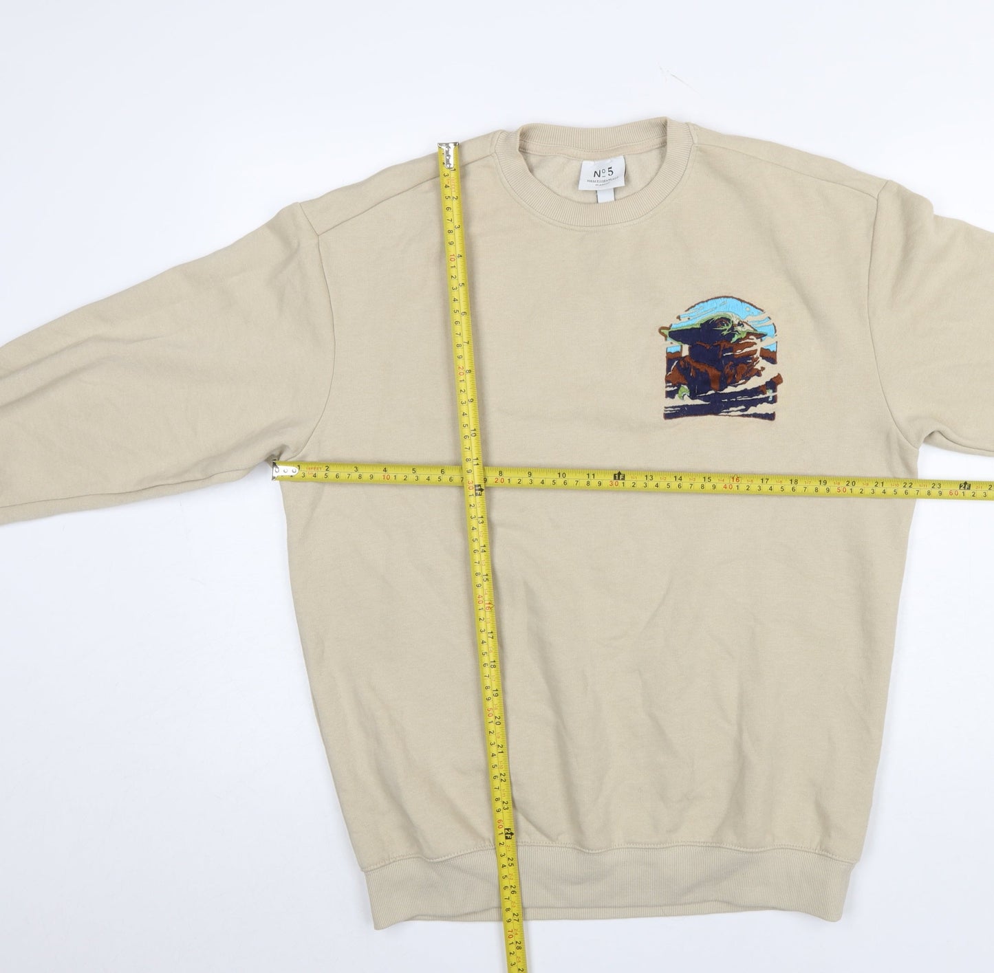 Mens UK Size S H&M Beige Pullover Sweatshirt