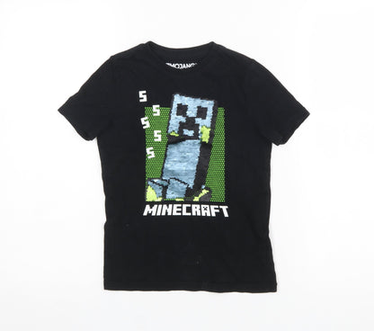 Girls UK Size 5-6 Years Mojang Black Basic T-Shirt