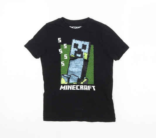 Girls UK Size 5-6 Years Mojang Black Basic T-Shirt