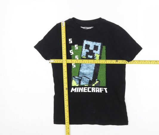 Girls UK Size 5-6 Years Mojang Black Basic T-Shirt