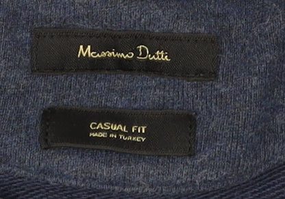 Massimo Dutti Men's Blue Casual Fit Long Sleeve Crew Neck Sweatshirt Size L