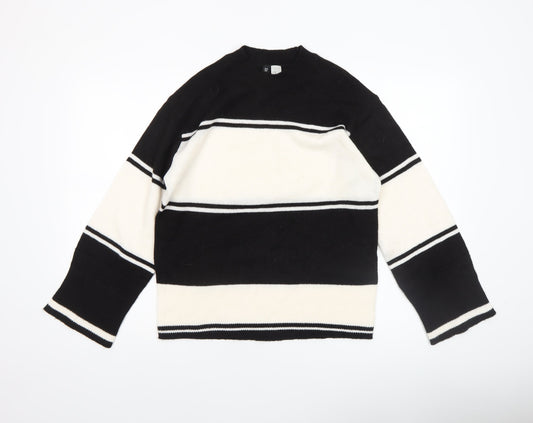 H&M Divided Women's Black White Striped Knit Jumper XS
