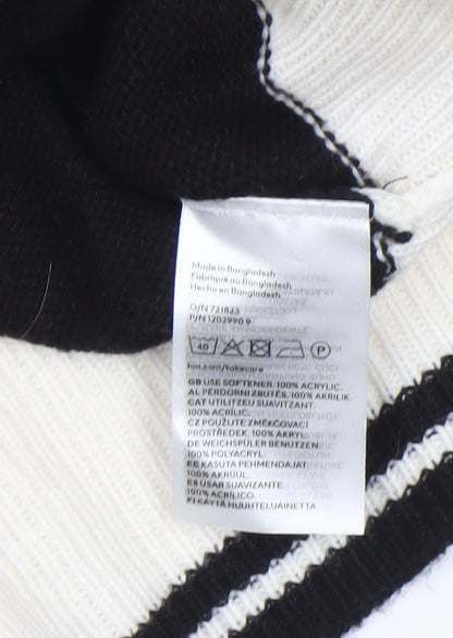 H&M Divided Women's Black White Striped Knit Jumper XS