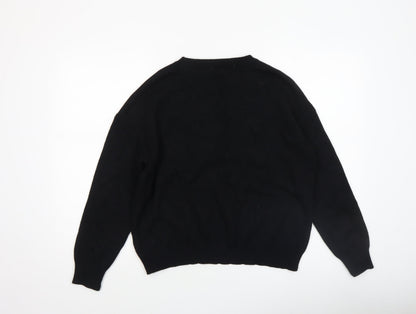 Womens UK Size One Size Moode Paris Black Pullover Jumper