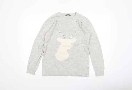 Womens UK Size M Oasis Grey Pullover Jumper