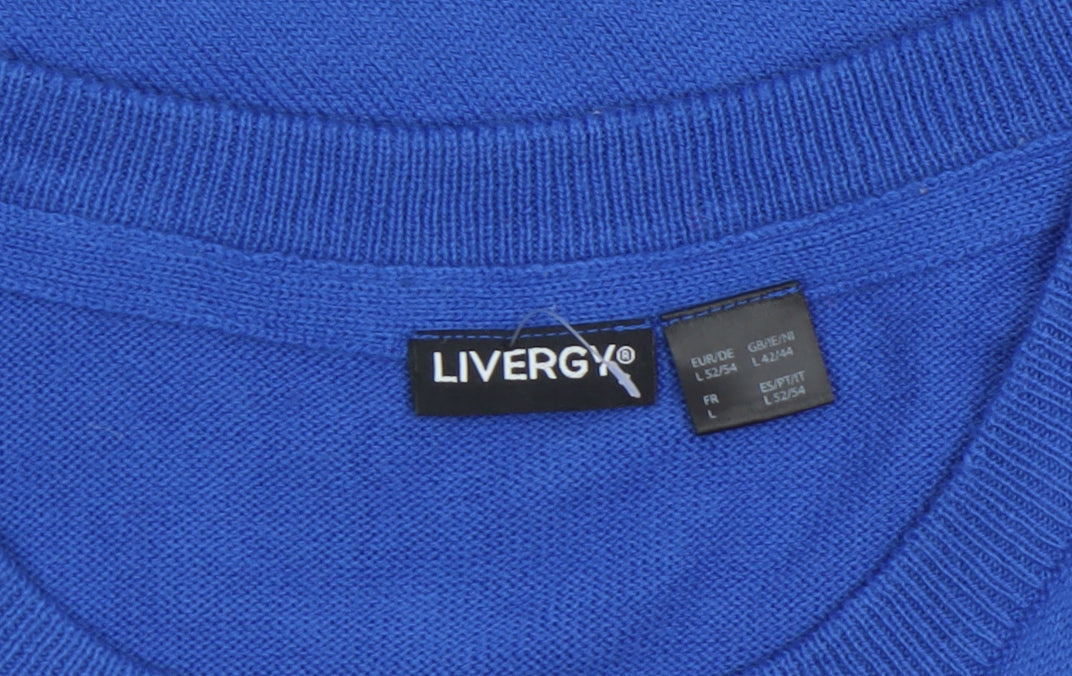 Mens UK Size L Livergy Blue Pullover Jumper