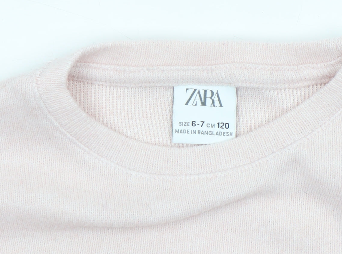 Girls UK Size 6-7 Years Zara Pink Pullover Jumper
