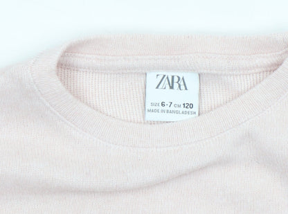 Girls UK Size 6-7 Years Zara Pink Pullover Jumper