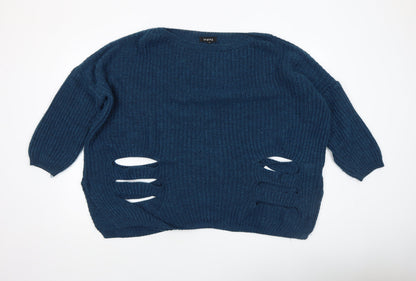 Womens UK Size S Naanaa Blue Pullover Jumper