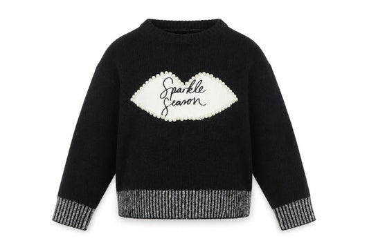 River Island Girls Black Sparkle Season Beaded Pullover Jumper 7-8 Years