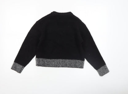 River Island Girls Black Sparkle Season Beaded Pullover Jumper 7-8 Years