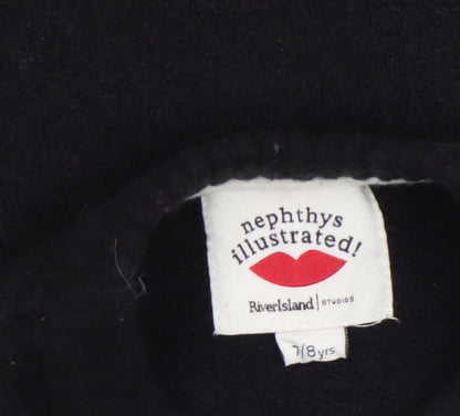 River Island Girls Black Sparkle Season Beaded Pullover Jumper 7-8 Years