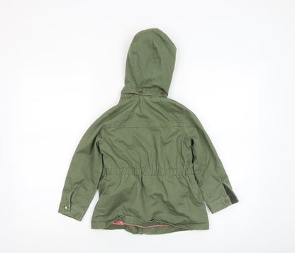 Vertbaudet Girls Green Hooded Cotton Parka Coat 5 Years Lined Casual Jacket