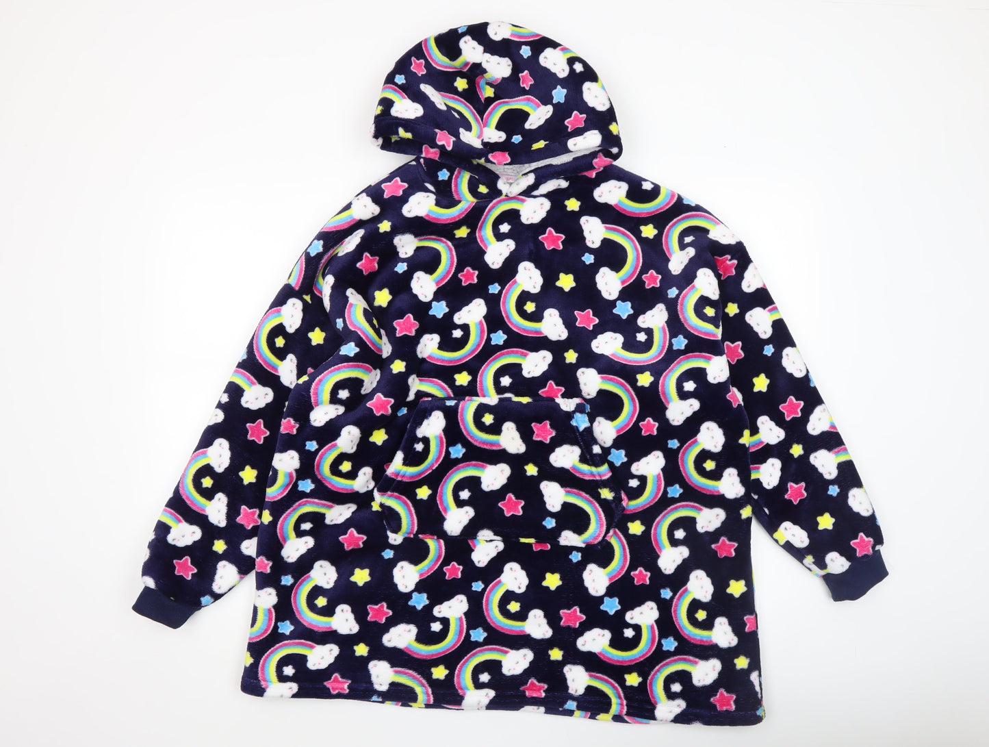 Girls Multicoloured Rainbow Cloud Fleece Hoodie Nightshirt 11-12 Years