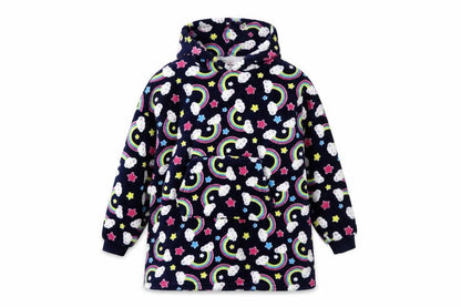 Girls Multicoloured Rainbow Cloud Fleece Hoodie Nightshirt 11-12 Years