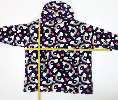 Girls Multicoloured Rainbow Cloud Fleece Hoodie Nightshirt 11-12 Years