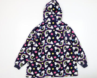 Girls Multicoloured Rainbow Cloud Fleece Hoodie Nightshirt 11-12 Years