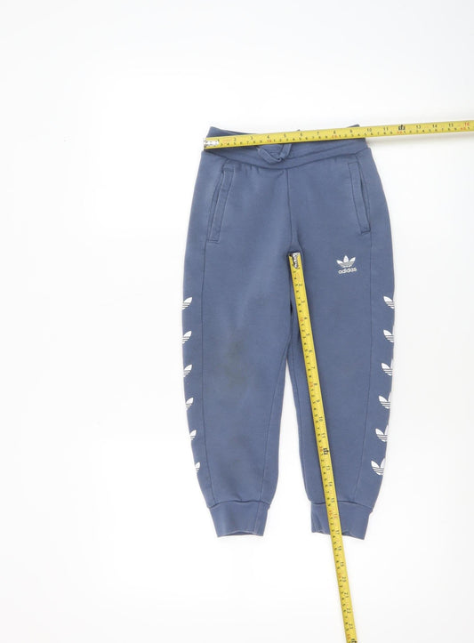 Boys UK Size 5-6 Years adidas Regular Fit Jogger Blue Trousers