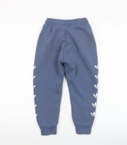 Boys UK Size 5-6 Years adidas Regular Fit Jogger Blue Trousers