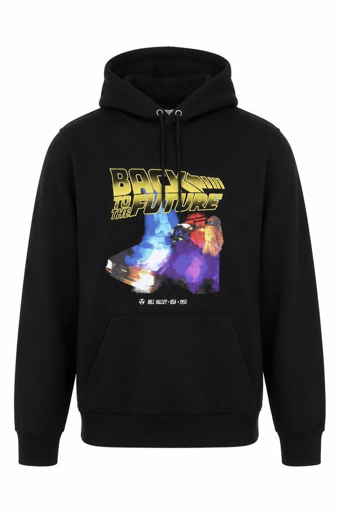 Mens UK Size S Back to the Future Black Pullover Hoodie