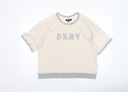 Womens UK Size L DKNY Beige Basic T-Shirt
