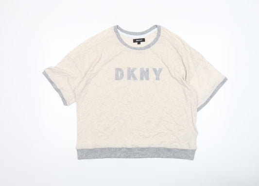 Womens UK Size L DKNY Beige Basic T-Shirt