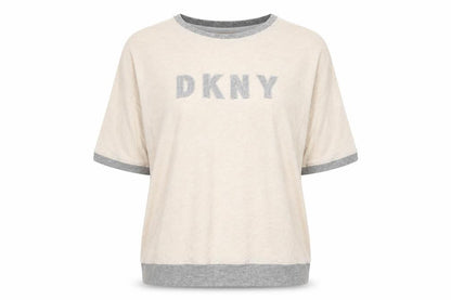 Womens UK Size L DKNY Beige Basic T-Shirt
