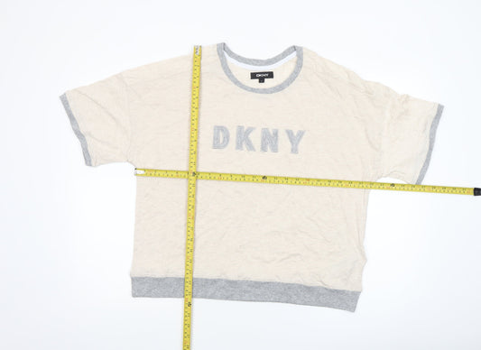 Womens UK Size L DKNY Beige Basic T-Shirt