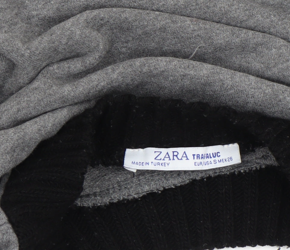Womens UK Size S Zara Grey Cropped T-Shirt