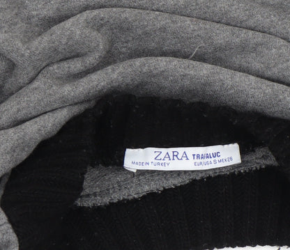 Womens UK Size S Zara Grey Cropped T-Shirt