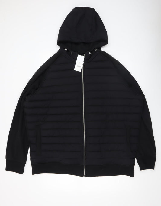 George Men’s Black 3XL Hooded Puffer Jacket Warm Casual Zip Up
