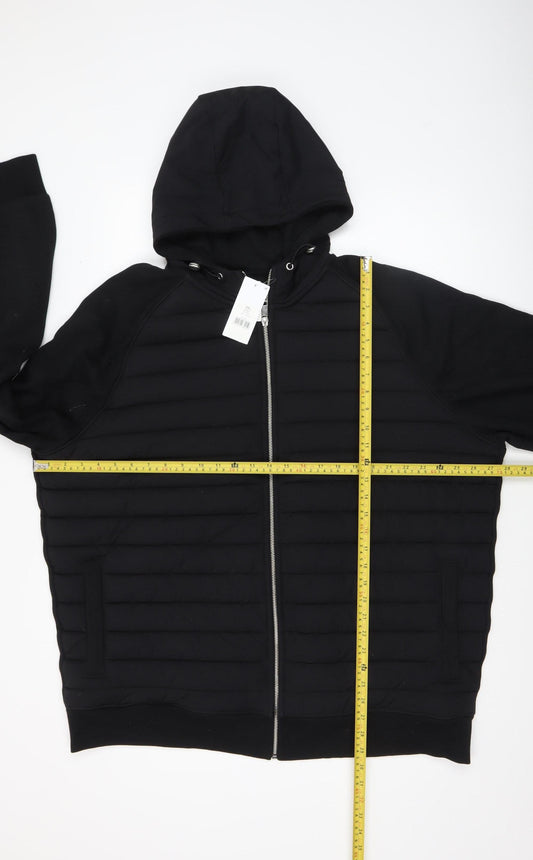 George Men’s Black 3XL Hooded Puffer Jacket Warm Casual Zip Up